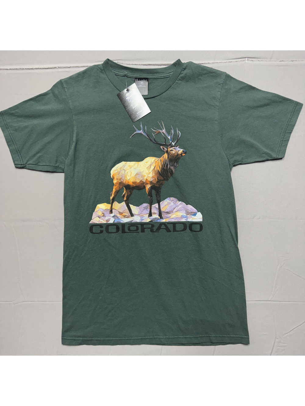 Prairie Mountain Mens Colorado Elk Graphic Cotton T-Shirt Adult S Green Nature